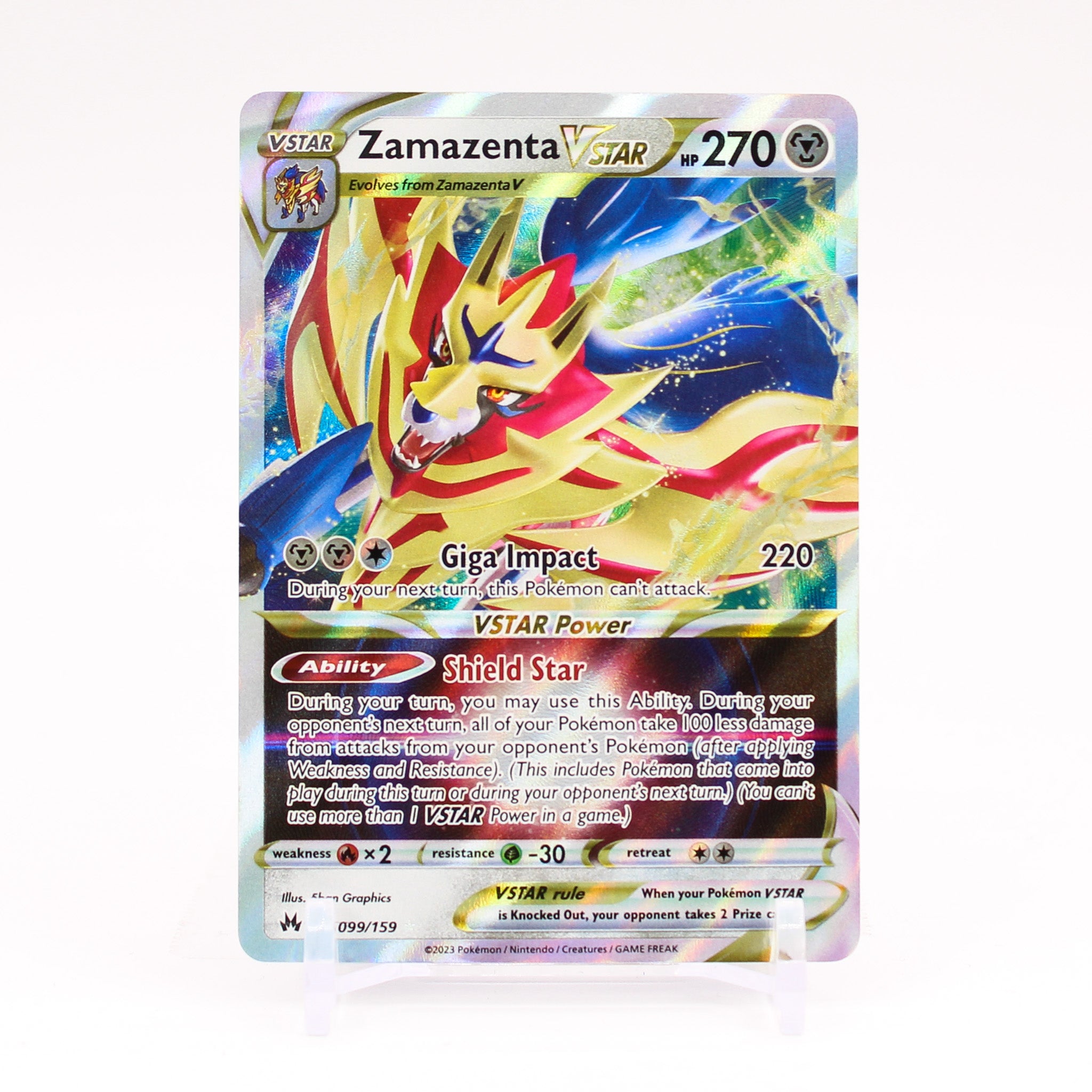 Zamazenta Vstar - 099/159 Crown Zenith Ultra Rare Pokemon - NM/MINT