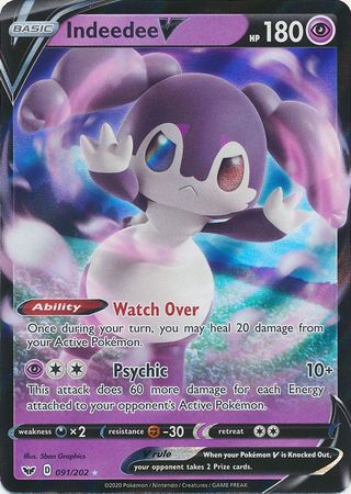 Indeedee V - 091/202 Sword & Shield Ultra Rare Pokemon - NM/MINT