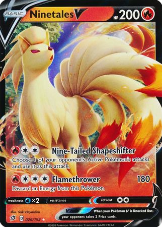 Ninetales V - 026/192 Rebel Clash Ultra Rare Pokemon - NM/MINT