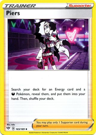 Piers - 165/189 Darkness Ablaze Uncommon Trainer - NM/MINT