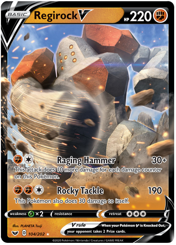 Regirock V - 104/202 Sword & Shield Ultra Rare Pokemon - NM/MINT