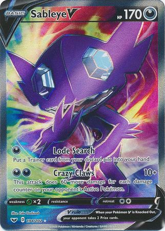 Sableye V - 194/202 Sword & Shield Full Art Pokemon - NM/MINT