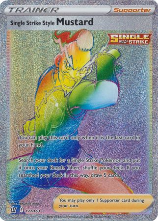 Single Strike Style Mustard - 177/163 Battle Styles SECRET RARE RAINBOW Trainer NM/MINT