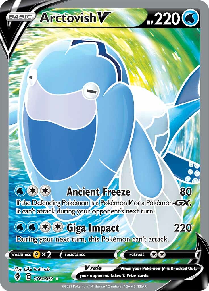 Arctovish V - 176/203 Evolving Skies FULL ART Pokemon - NM/MINT